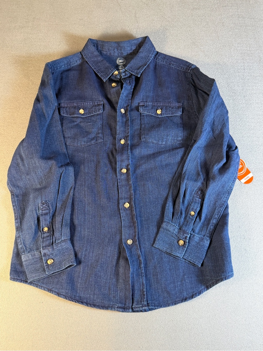 wonder nation Navy Blue Denim Button-Down Shirt
